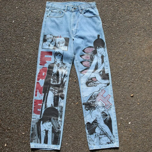 Baggy Anime Printed Denim Jeans