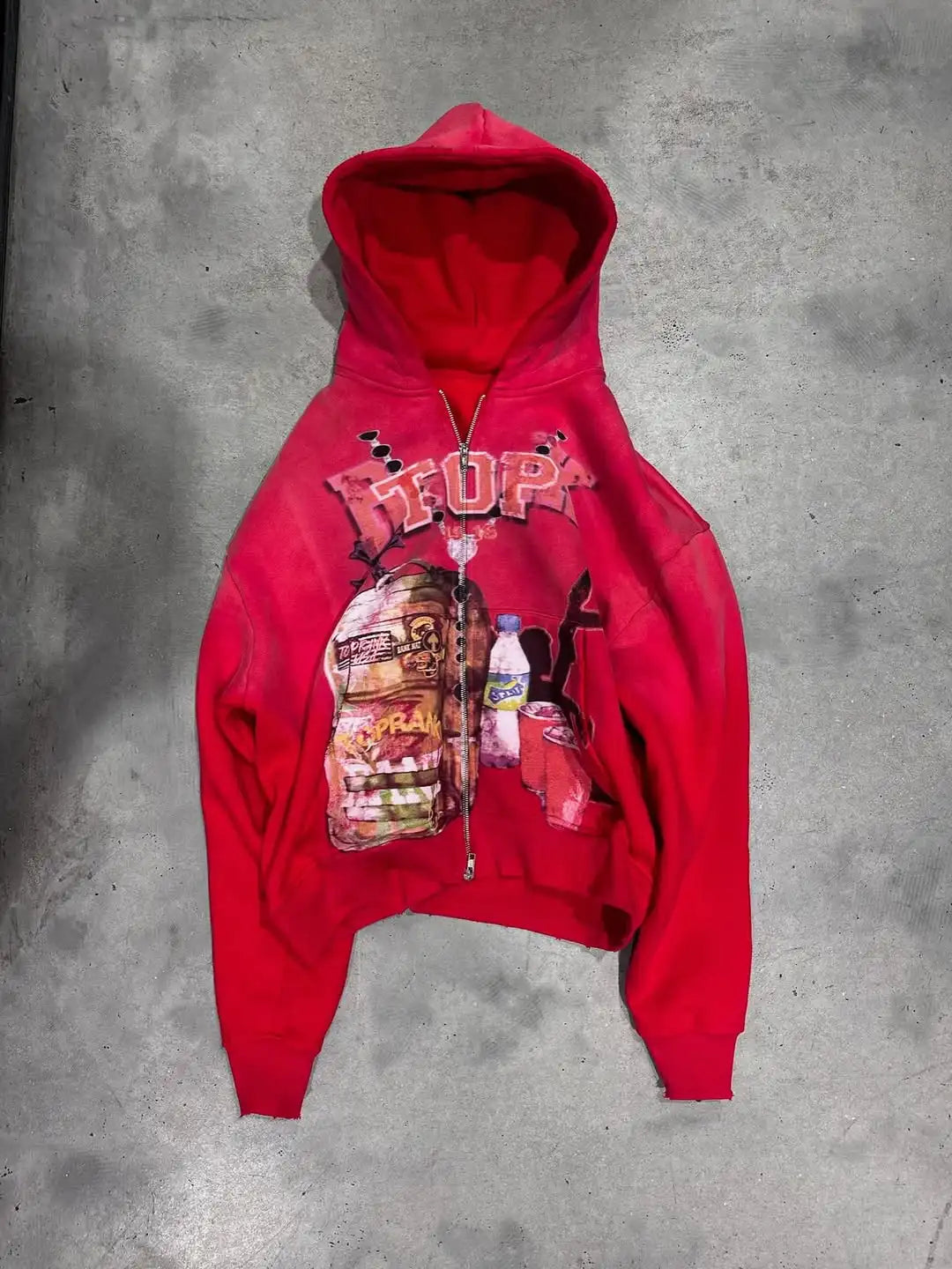 Retro Graphic Skull Zipper Hoodie