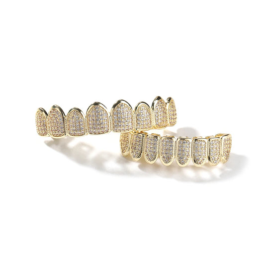 14K Gold Plated Iced-Out Hip Hop Grillz