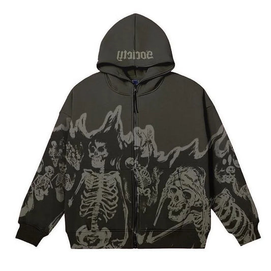 Trendy Y2K Millennial Styled Skeleton Hoodie