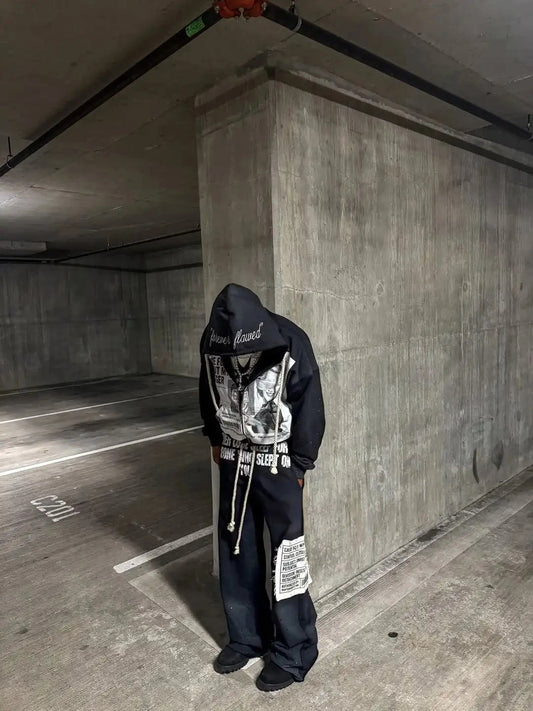 High Fashion Retro Patchwork Zipper Y2K Hoodie