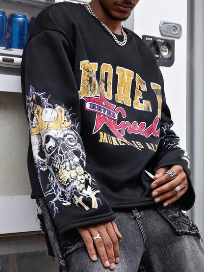 Gothic Lightning Punk Graphic Skull Harajuku Shirt