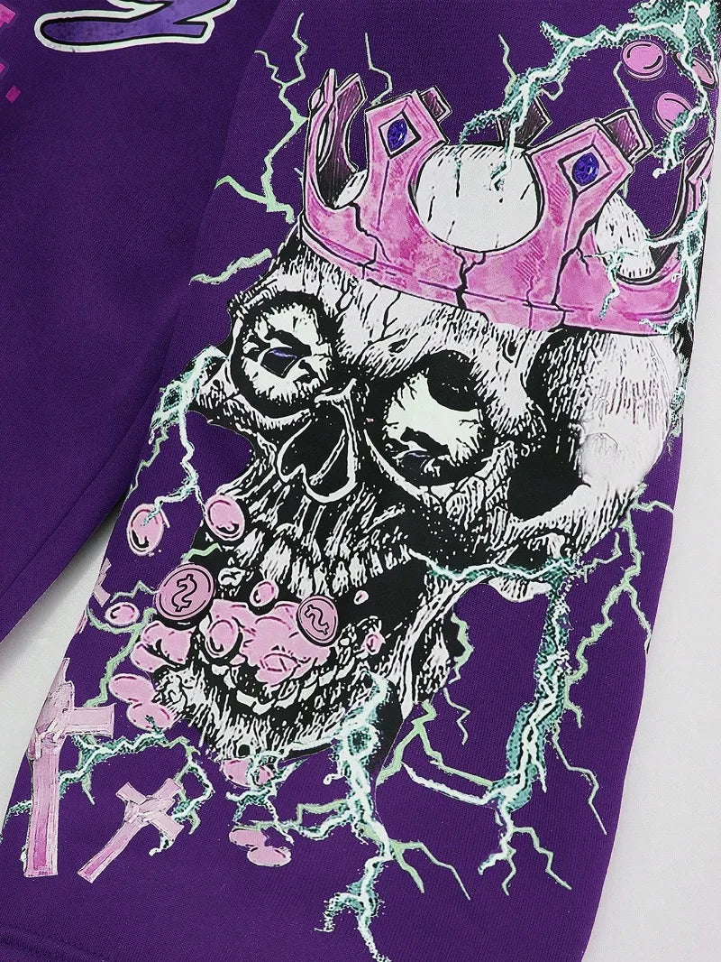 Gothic Lightning Punk Graphic Skull Harajuku Shirt