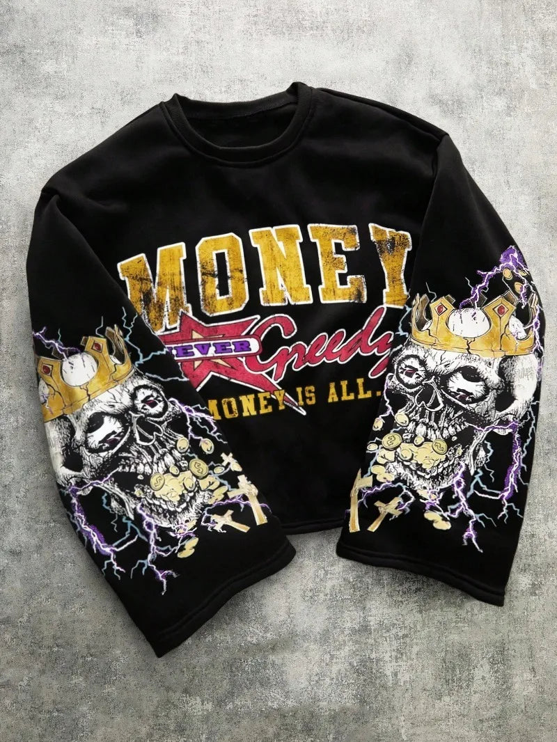 Gothic Lightning Punk Graphic Skull Harajuku Shirt