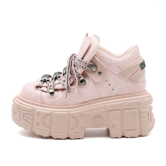Women's Pink Chunky Punk Platform Ankle Boots