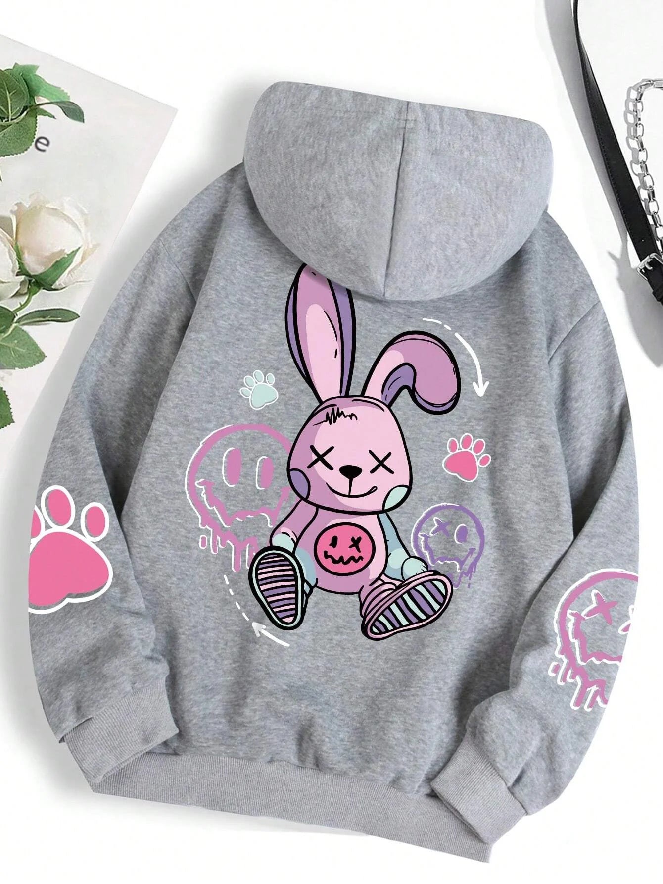 Graphic Bunny Street Fashion Hoodie for Women