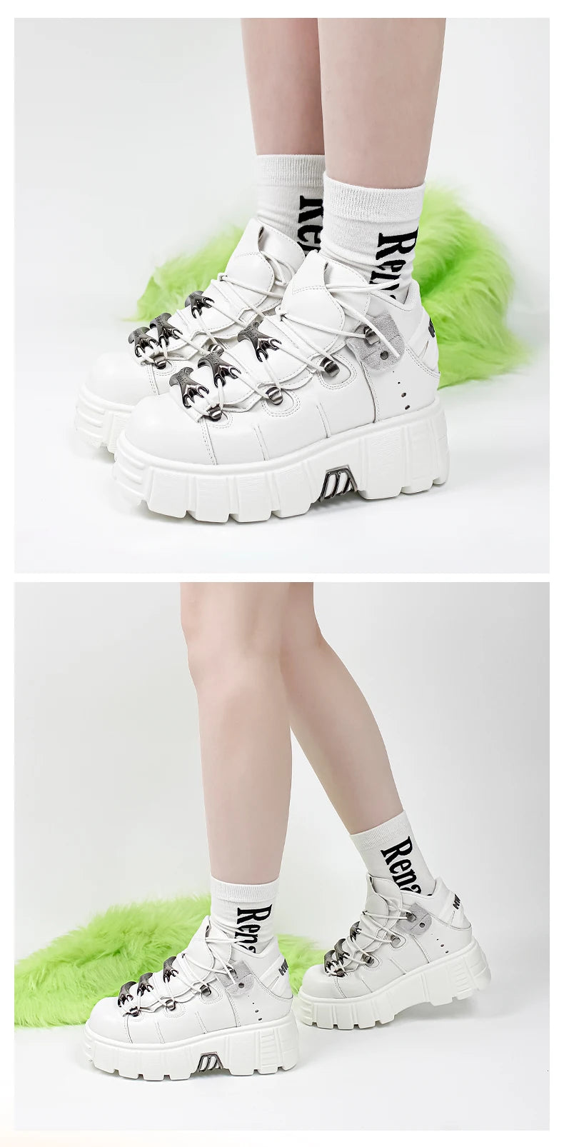 Women's Punk Styled Laced-up High Heeled Platform Boots