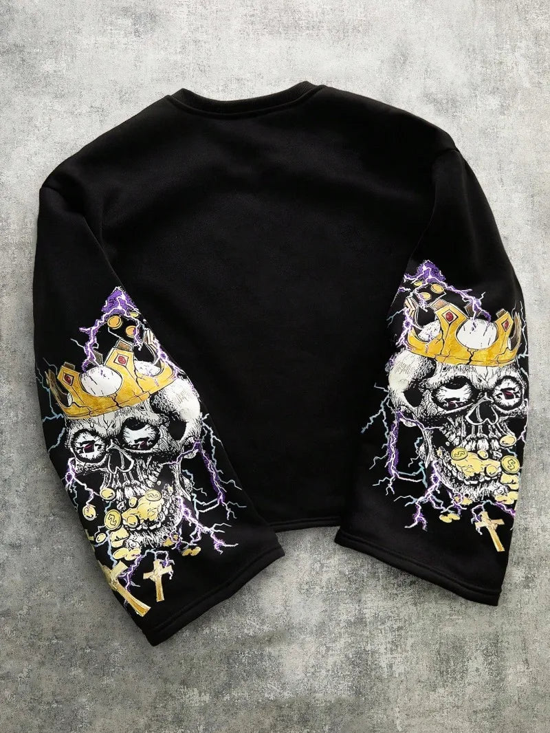 Gothic Lightning Punk Graphic Skull Harajuku Shirt