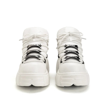 Women's Punk Styled Laced-up High Heeled Platform Boots