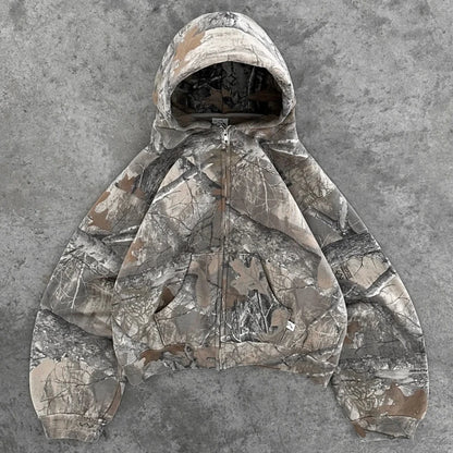 Y2K Retro Zip Up Camouflage Street Hoodie