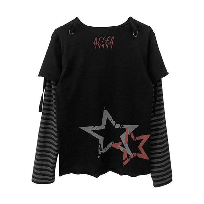 Emo Gothic 'Stars, Stripes, Skulls' Graphic T-Shirt
