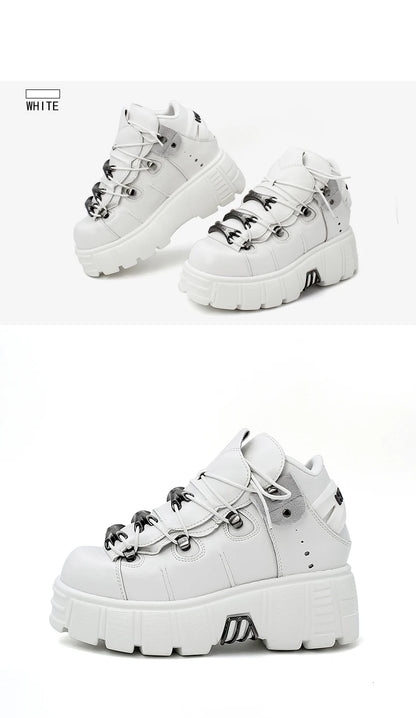 Women's Punk Styled Laced-up High Heeled Platform Boots