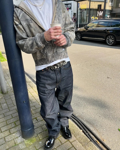 Y2K Retro Zip Up Camouflage Street Hoodie