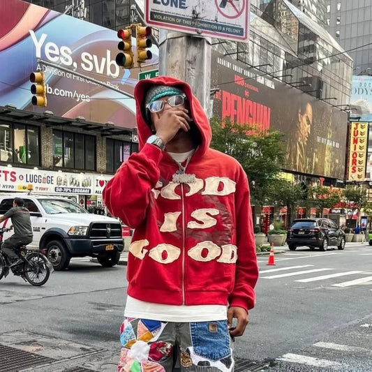 Y2K 'God is Good' Street Harajuku loose Hip-Hop Hoodie