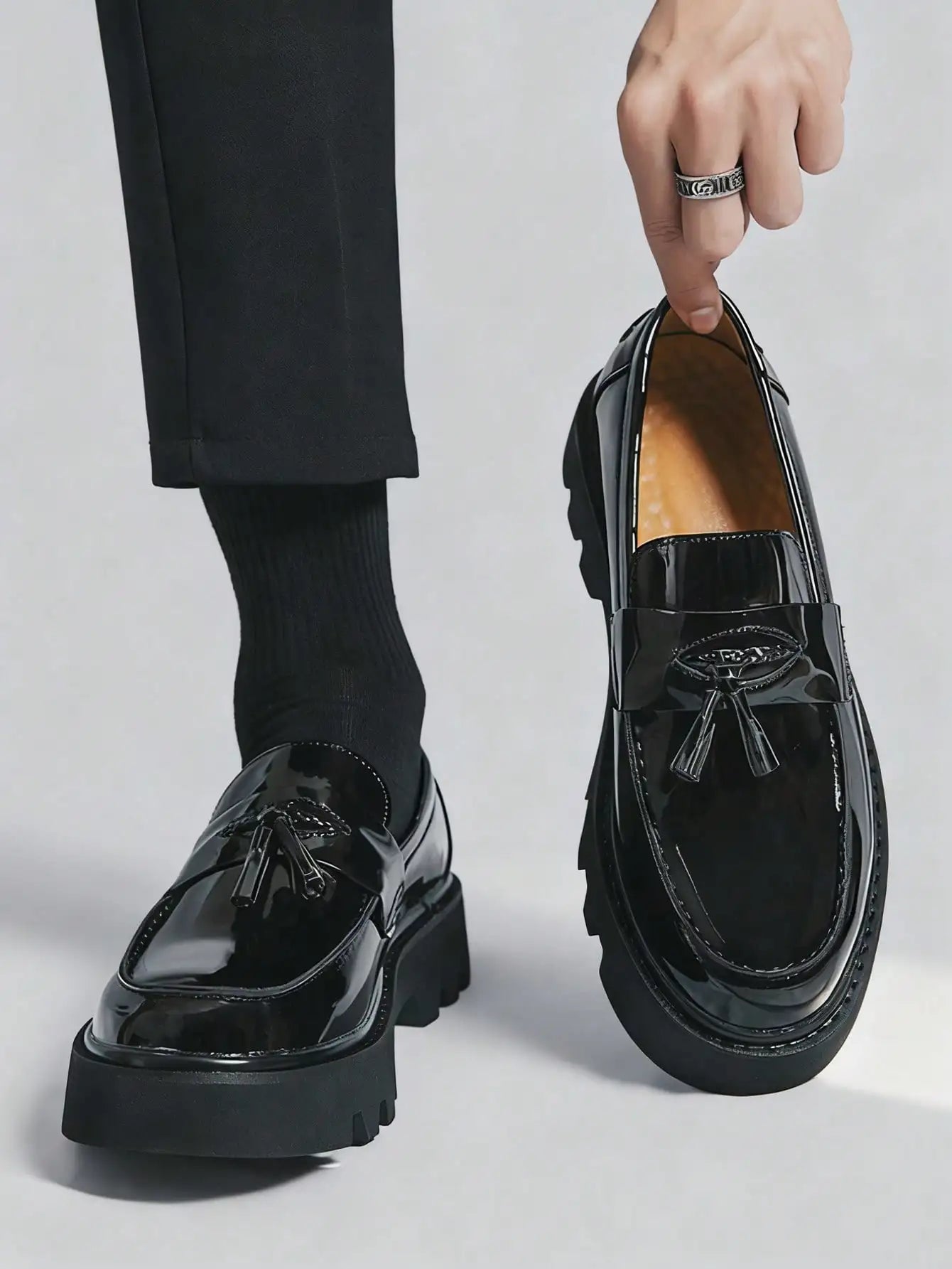 Men's Classic Fashion Thick Sole Penny Loafers Slip-On Business Dress Shoes