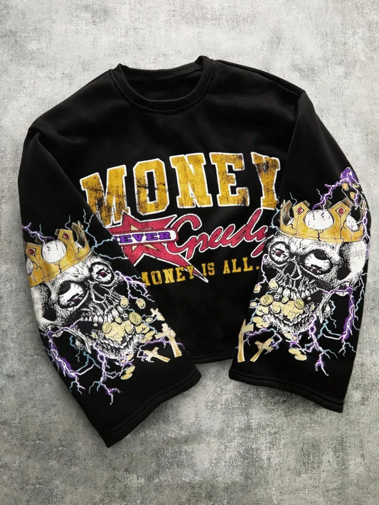 Gothic Lightning Punk Graphic Skull Harajuku Shirt