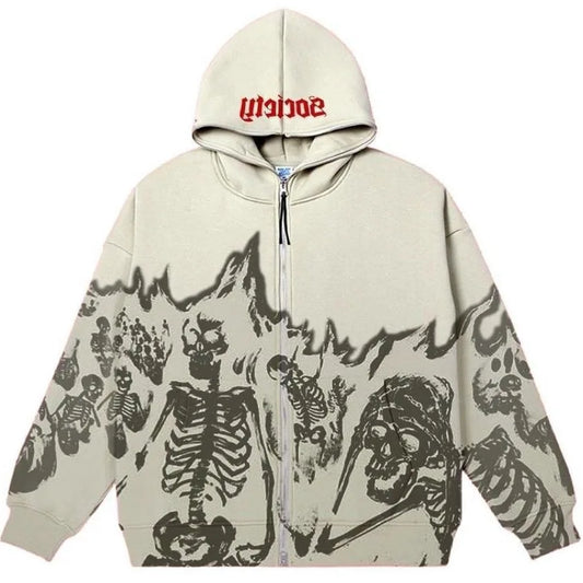 Trendy Y2K Millennial Styled Skeleton Hoodie