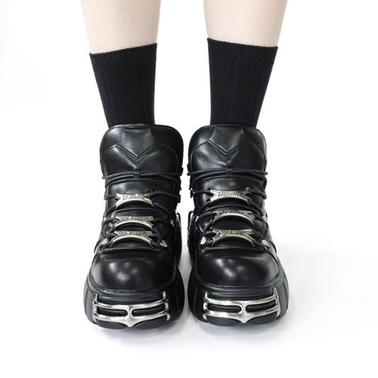 Women's Punk Styled Laced-up High Heeled Platform Boots