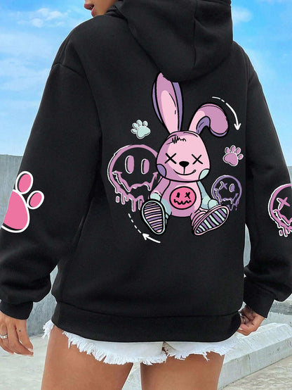 Graphic Bunny Street Fashion Hoodie for Women