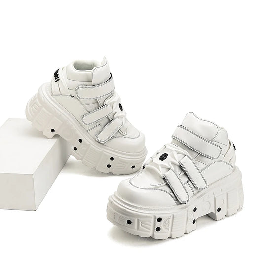 All White Gothic Punk Ankle Boots