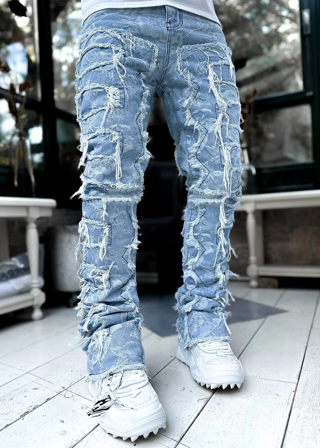 Men's Ripped Slim Fit Denim Jeans - Trendy Style