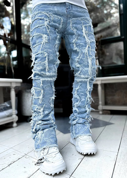 Men's Ripped Slim Fit Denim Jeans - Trendy Style
