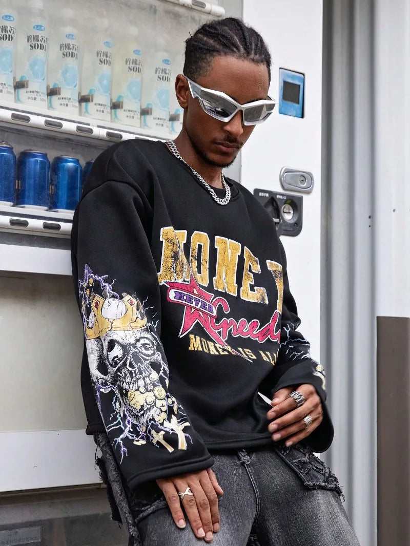 Gothic Lightning Punk Graphic Skull Harajuku Shirt