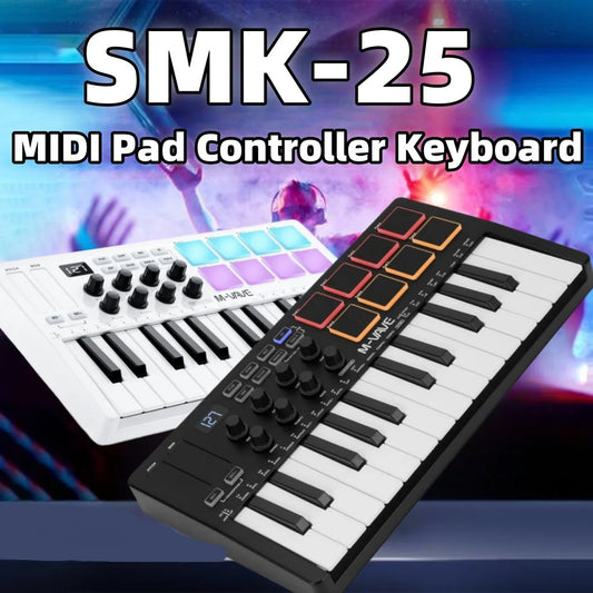 M-VAVE SMK-25 Pro MIDI Controller Wireless/USB DAW Sync | RGB Backlit
