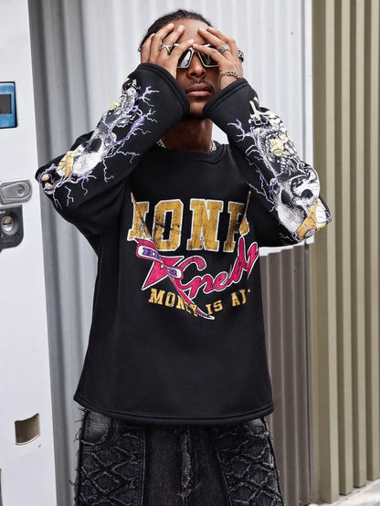 Gothic Lightning Punk Graphic Skull Harajuku Shirt